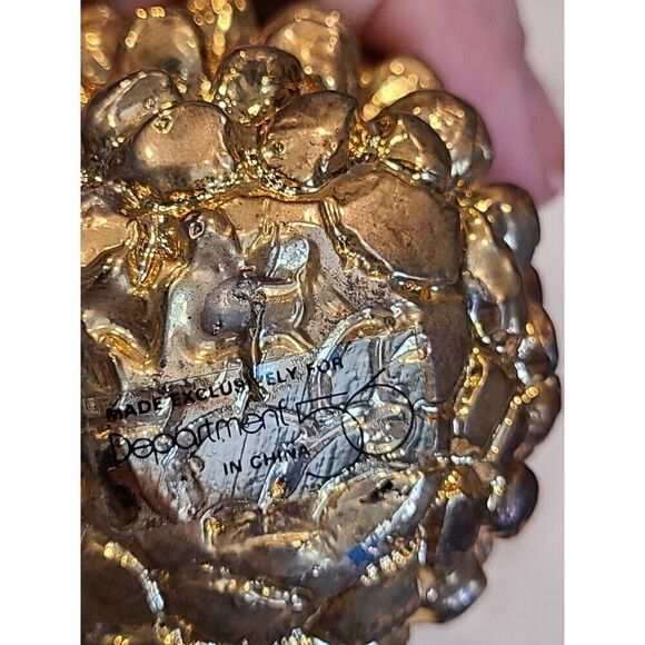 Dept 56 Gold Tone Heavy Metal Pinecone Décor Holiday Season Set of 3 EUC - Picture 6 of 11